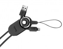 Кабель Hoco U21 Lightning - USB на ремешке черный, 0,77м
