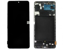 Дисплей Samsung A715F Galaxy A71 + тачскрин + рамка черный (Копия - OLED/Широкая рамка) 