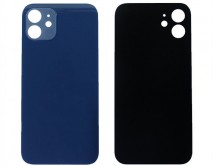 Задняя крышка (cтекло) iPhone 12 (с увел. вырезом) синяя 1 класс 