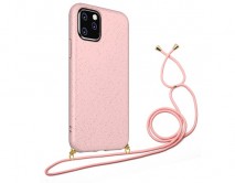 Чехол iPhone 11 BIO + шнурок (розовый)