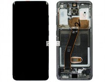 Дисплей Samsung G980F Galaxy S20 + тачскрин + рамка серый (AMOLED Оригинал/Замененное стекло)