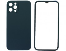 Защита 360 iPhone 12 Pro темно-синяя (защитное стекло+задняя крышка)