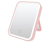 Зеркало для макияжа квадратное с подсветкой L3 розовое