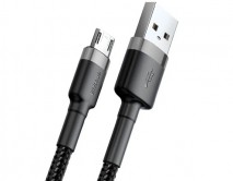 Кабель Baseus Cafule Cable microUSB-USB 2.4A  серый-черный, 1м (CAMKLF-BG1) 