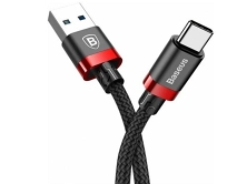 Кабель Baseus Cafule Type-C - USB черно-красный, 3A, 1м (CATKLF-B91) 