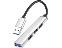 USB HUB Hoco HB26 4-in-1 (USB to USB3.0+USB2.0*3) серебро