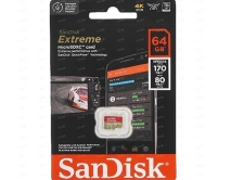 Карта памяти MicroSDXC SanDisk 64GB cl10 Extreme R/W 170/80MB/s, SDSQXAH-064G-GN6MN