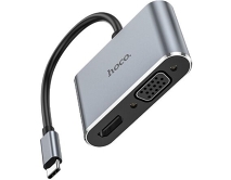 Type-C HUB Hoco HB29 Easy-lead (HDTV+VGA) серый