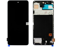 Дисплей Samsung A515F Galaxy A51 + тачскрин + рамка черный (Копия - OLED/Широкая рамка)