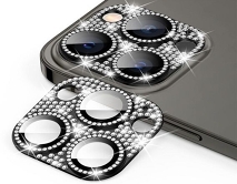 Защитная накладка на камеру iPhone 13/13 mini 3D со стразами черная