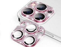 Защитная накладка на камеру iPhone 13/13 mini 3D со стразами розовая 