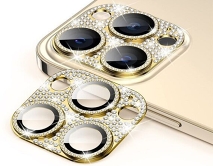 Защитная накладка на камеру iPhone 13 Pro/13 Pro Max 3D со стразами золотая 
