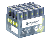 Батарейка AAA Defender LR03-20F, алкалиновая, 20 штук в упаковке, 56004