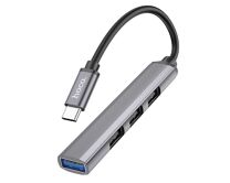 USB HUB Hoco HB26 4-in-1 (USB to USB3.0+USB2.0*3) темно-серый