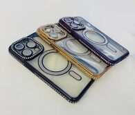 Чехол iPhone 15 Glitter MagSafe (фиолетовый) 